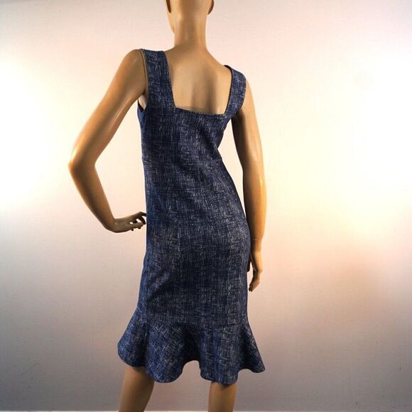 Sugar Lips Dress Sz S Square Neck Sleeveless Ruffle Hem Knee Length Tweed Patern - Picture 4 of 11